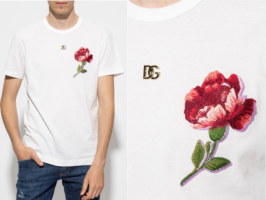 Dolce & Gabbana Rose Print T-Shirt — White — 2