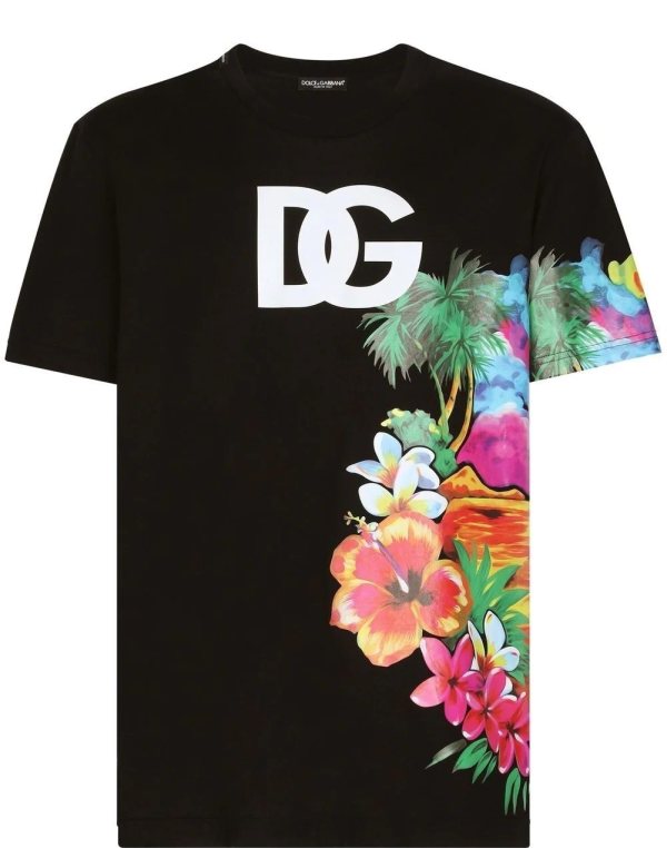Dolce & Gabbana Tropical Floral T-Shirt — Black