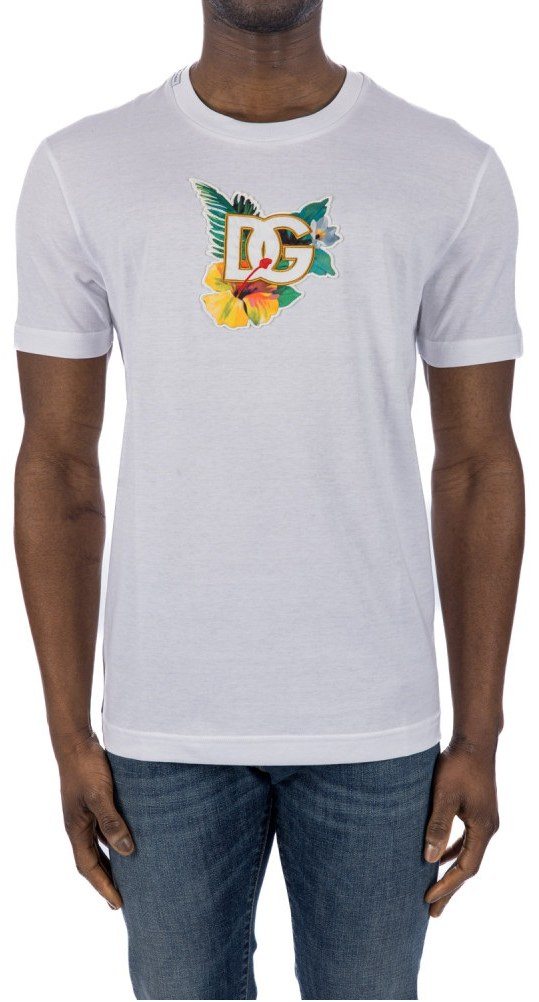 Dolce & Gabbana Floral Logo T-Shirt — White — 2