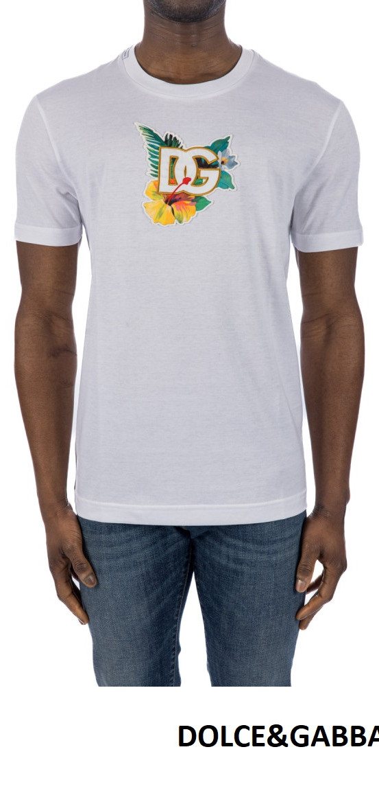 Dolce & Gabbana Floral Logo T-Shirt — White — 4