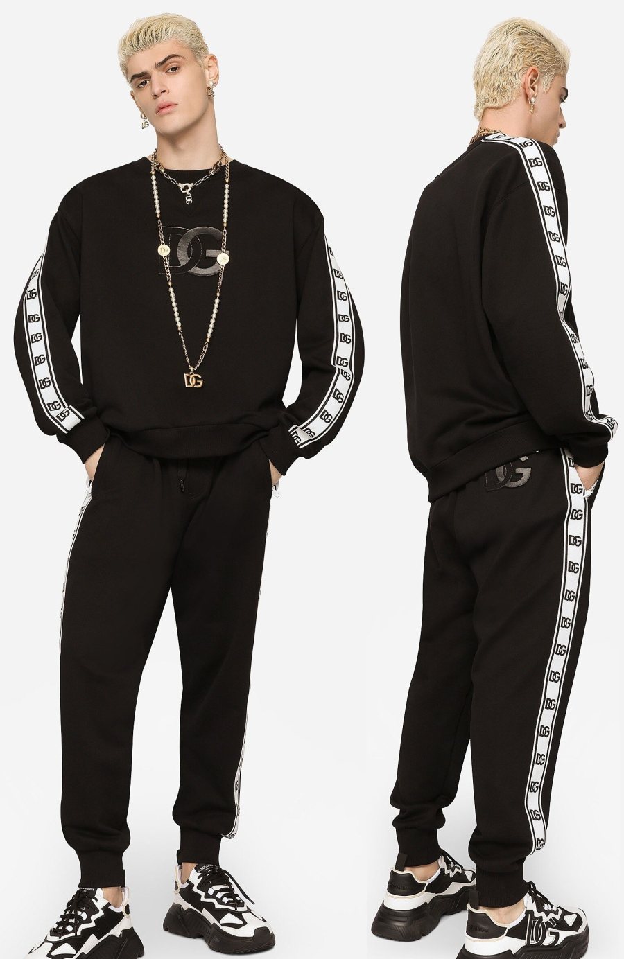 Dolce & Gabbana Logo Tape Sweatshirt & Trousers Set — Black — 2
