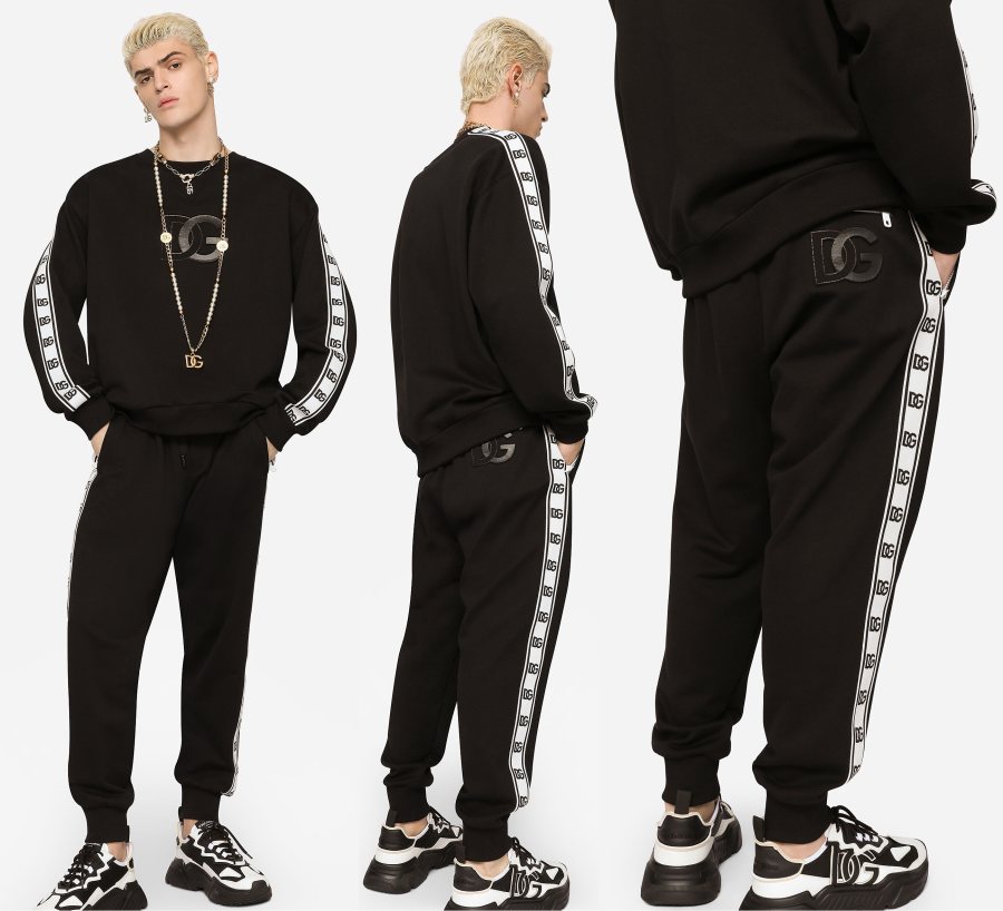 Dolce & Gabbana Logo Tape Sweatshirt & Trousers Set — Black — 5