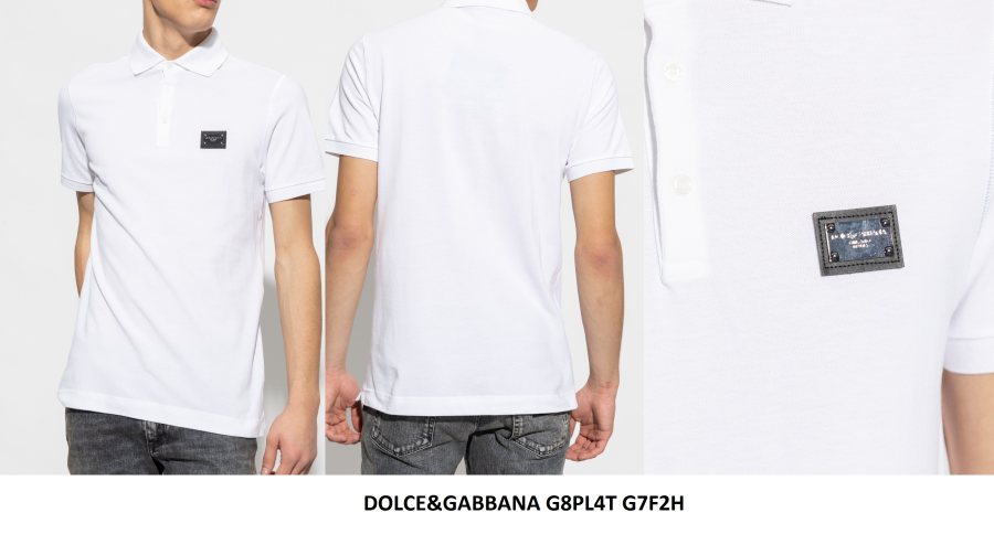 Dolce & Gabbana Logo Plaque Polo Shirt — White — 2