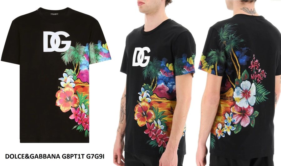 Dolce & Gabbana Tropical Floral T-Shirt — Black — 2