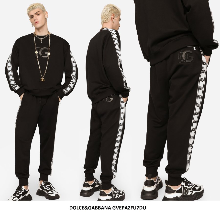 Dolce & Gabbana Logo Tape Sweatshirt & Trousers Set — Black