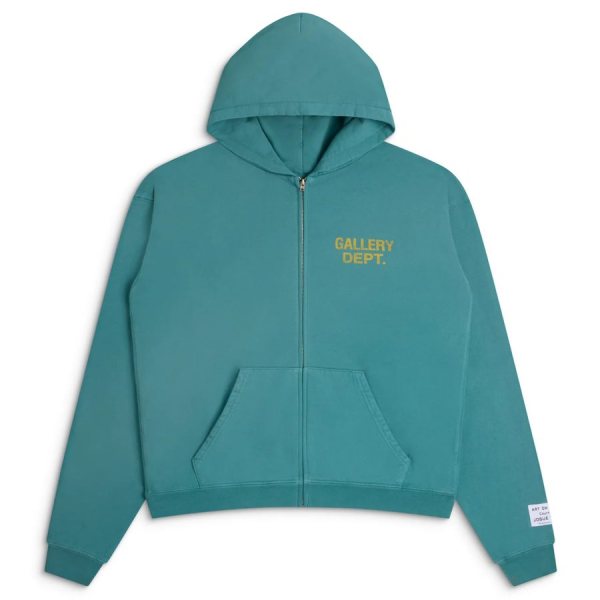 Gallery Dept. Logo Zip-Up Hoodie — Teal
