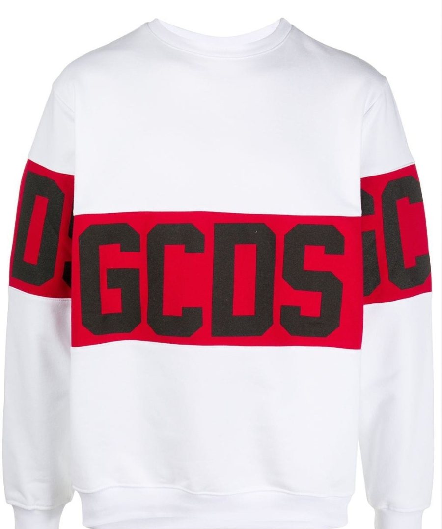 GCDS Band Logo Sweatshirt, White — CC94M021012
