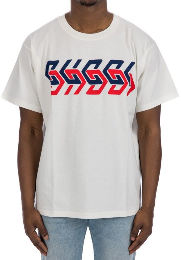 Gucci Rainbow Logo T-Shirt, White — 616036 XJDV9