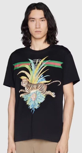 Gucci Floral Print T-Shirt, Black — XJD3W
