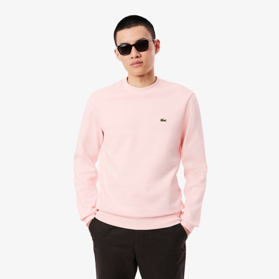 LACOSTE Lacoste Men Fleece Crew Neck Sweatshirt — Pink — 3