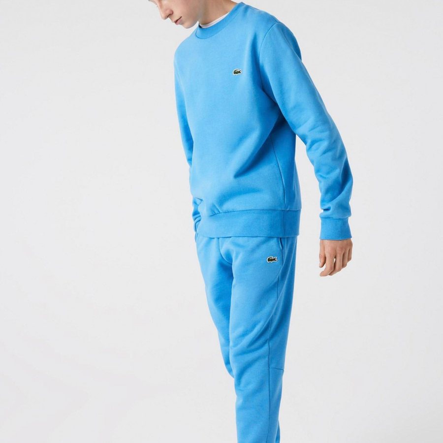 LACOSTE Lacoste Men Fleece Crew Neck Sweatshirt — Blue — 3