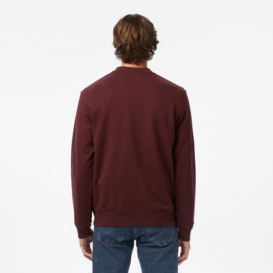 LACOSTE Lacoste Men Fleece Crew Neck Sweatshirt — Bordeaux — 3