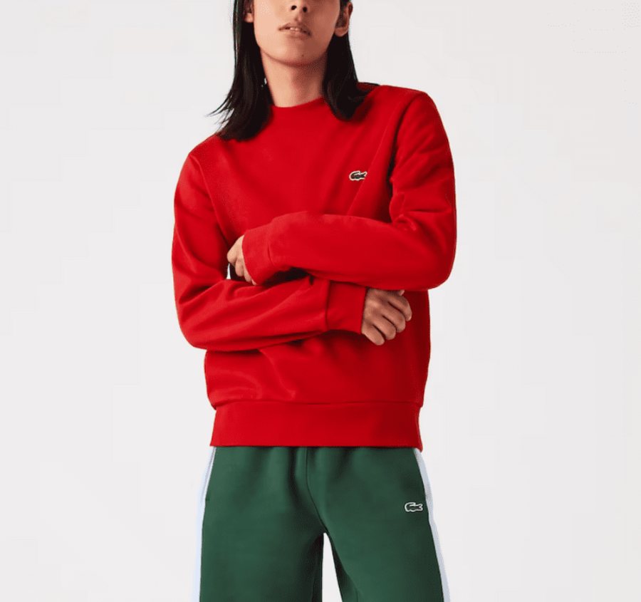 LACOSTE Lacoste Men Fleece Crew Neck Sweatshirt — Red — 4