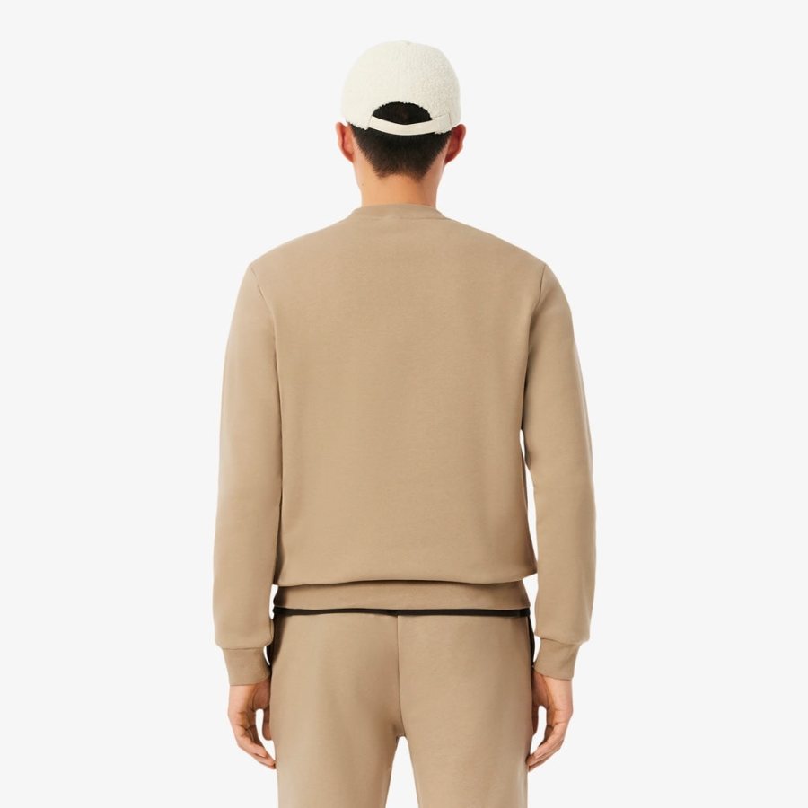 LACOSTE Lacoste Men Fleece Crew Neck Sweatshirt — Beige — 5