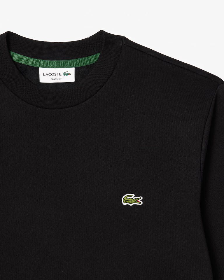 LACOSTE Lacoste Men Fleece Crew Neck Sweatshirt — Black