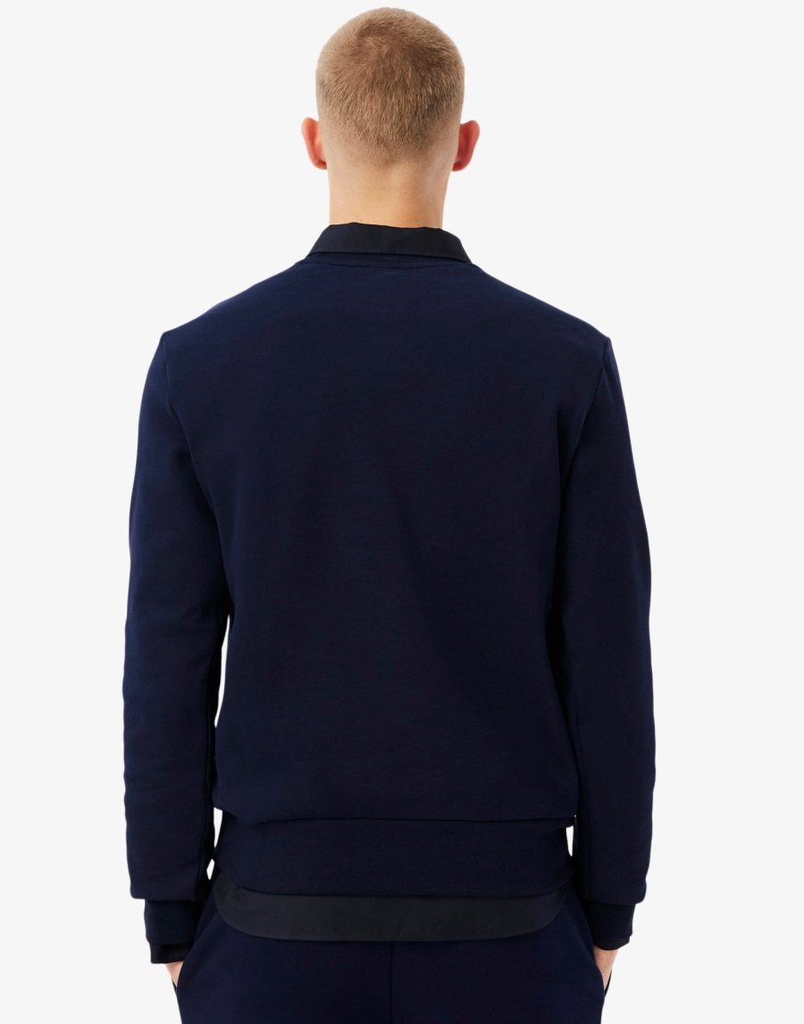 LACOSTE Lacoste Men Fleece Crew Neck Sweatshirt — Navy — 3