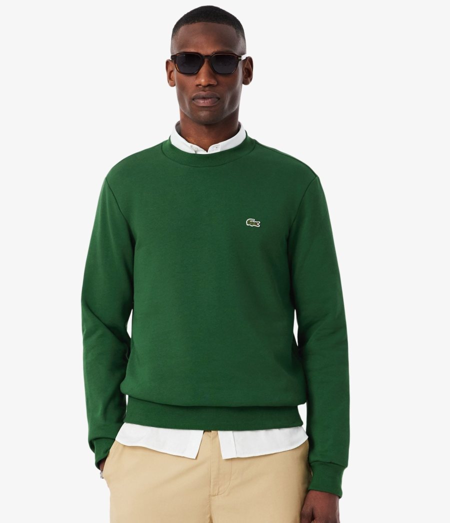 LACOSTE Lacoste Men Fleece Crew Neck Sweatshirt — Green — 4