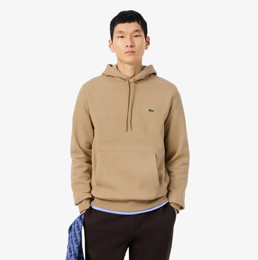 LACOSTE Lacoste Men Fleece Hoodie — Beige — 3
