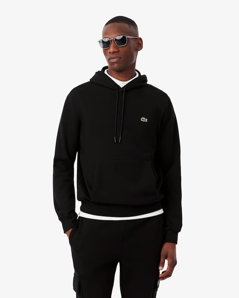 LACOSTE Lacoste Men Fleece Hoodie — Black
