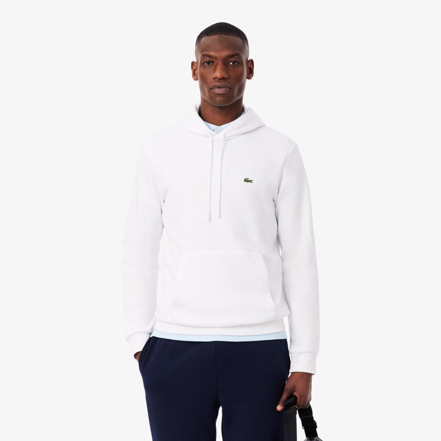 LACOSTE Lacoste Men Fleece Hoodie — White — 5