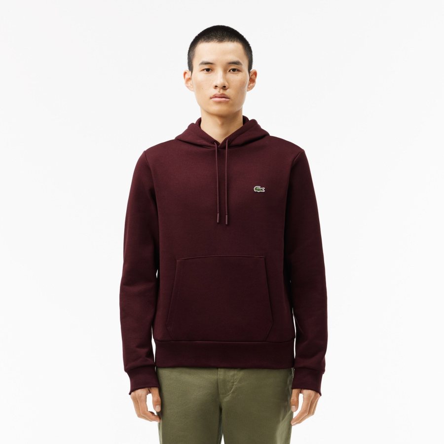 LACOSTE Lacoste Men Fleece Hoodie — Bordeaux — 5