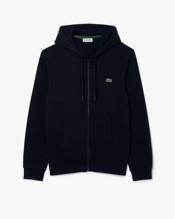 LACOSTE Lacoste Men Zip Up Fleece Hoodie — Navy Blue