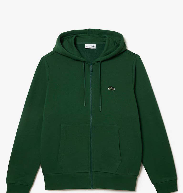 LACOSTE Lacoste Men Zip Up Fleece Hoodie — Green — 2