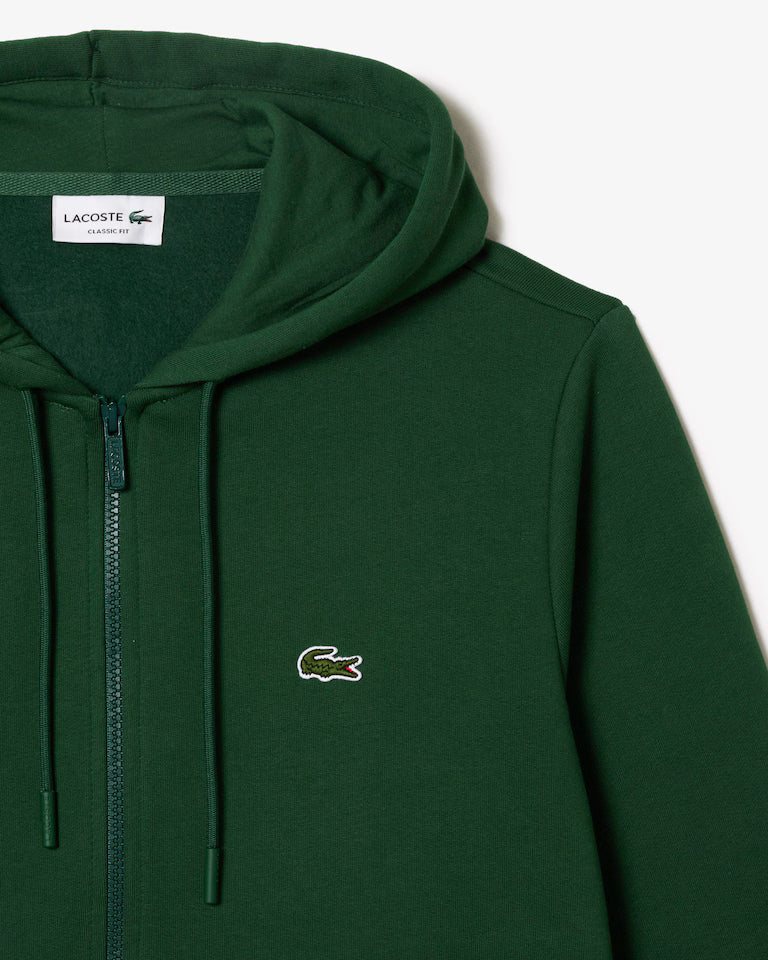 LACOSTE Lacoste Men Zip Up Fleece Hoodie — Green