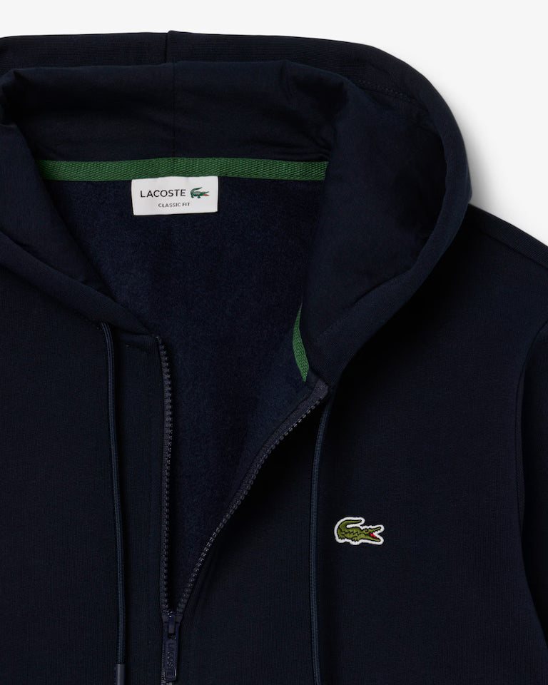 LACOSTE Lacoste Men Zip Up Fleece Hoodie — Navy Blue — 2