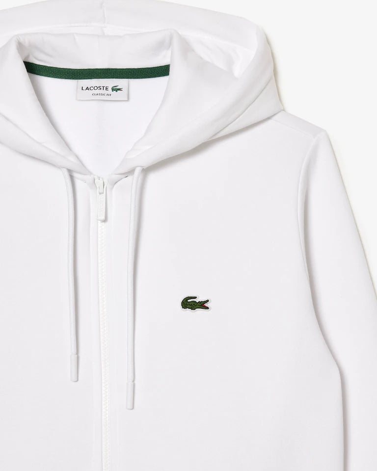 LACOSTE Lacoste Men Zip Up Fleece Hoodie — White — 3