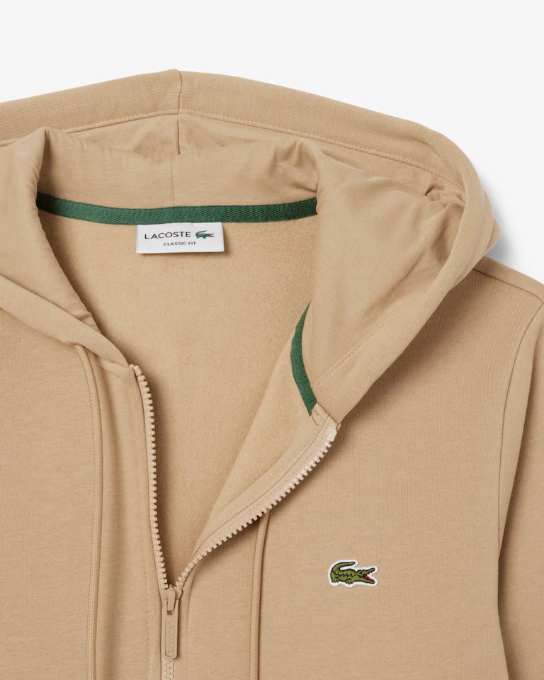 LACOSTE Lacoste Men Zip Up Fleece Hoodie — Beige — 3