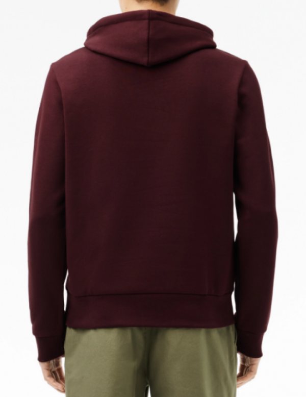 LACOSTE Lacoste Men Zip Up Fleece Hoodie — Bordeaux