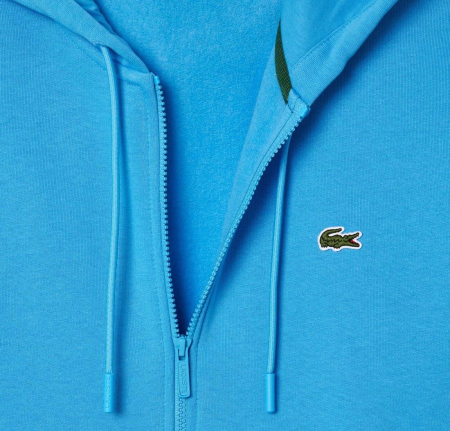 LACOSTE Lacoste Men Zip Up Fleece Hoodie — Blue — 2