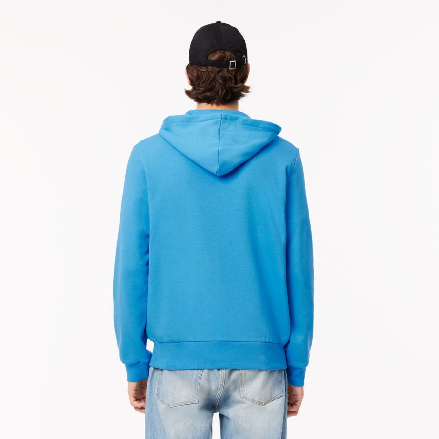 LACOSTE Lacoste Men Zip Up Fleece Hoodie — Blue — 4
