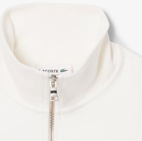 LACOSTE Lacoste Men Zip-Up High Neck Interlock Sweatshirt — White — 4