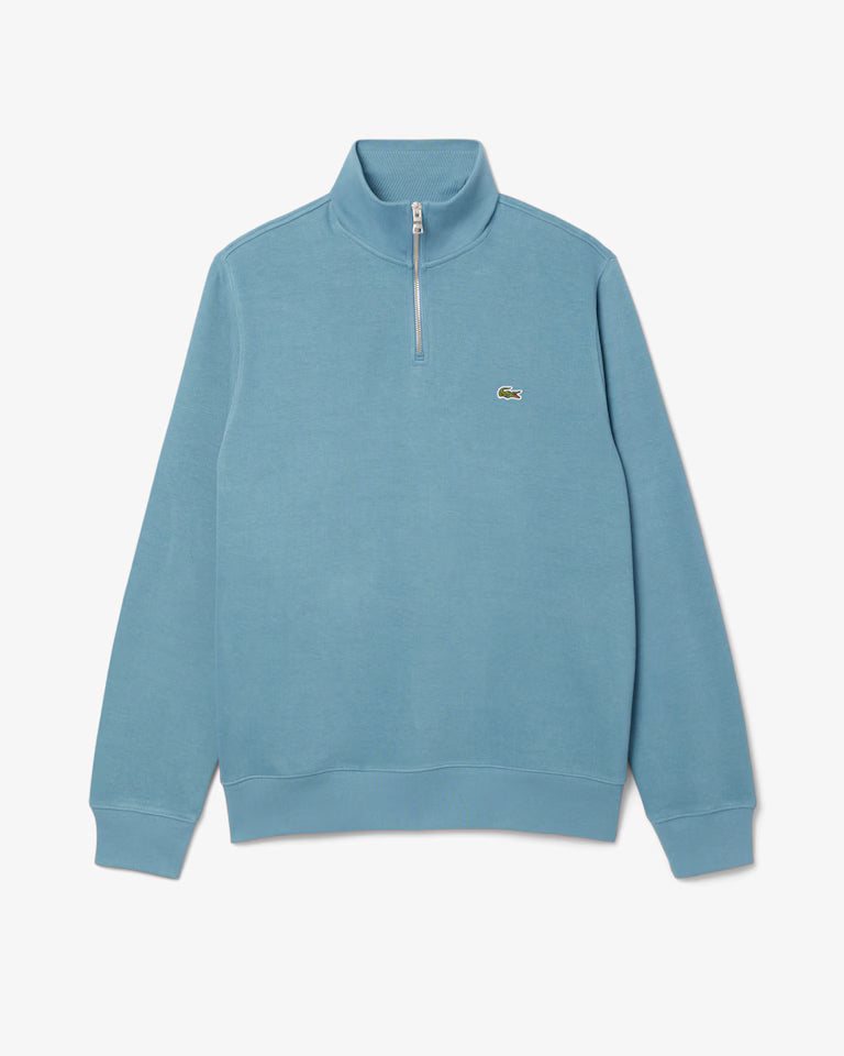 LACOSTE Lacoste Men Zip-Up High Neck Interlock Sweatshirt — Blue