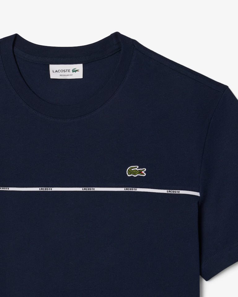 LACOSTE Lacoste Trim Cotton Jersey T-shirt — Navy