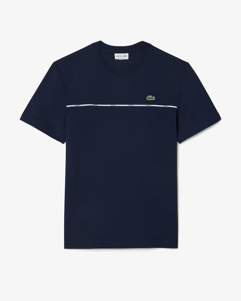 LACOSTE Lacoste Trim Cotton Jersey T-shirt — Navy — 2