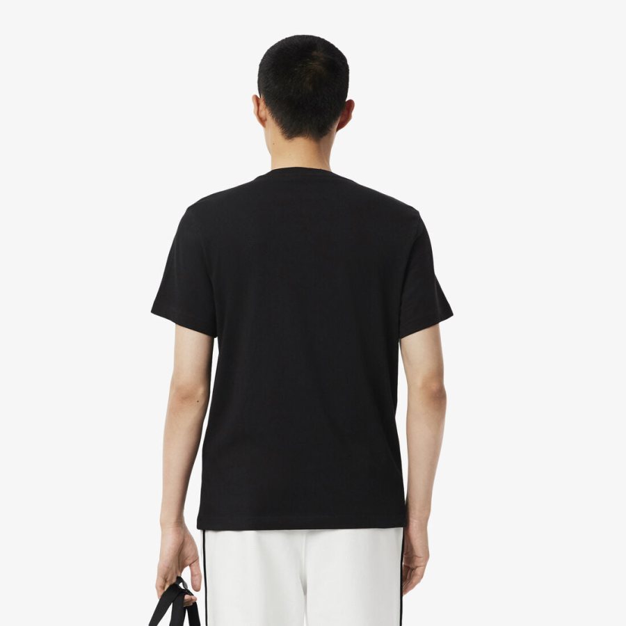 LACOSTE Lacoste Trim Cotton Jersey T-shirt — Black — 5