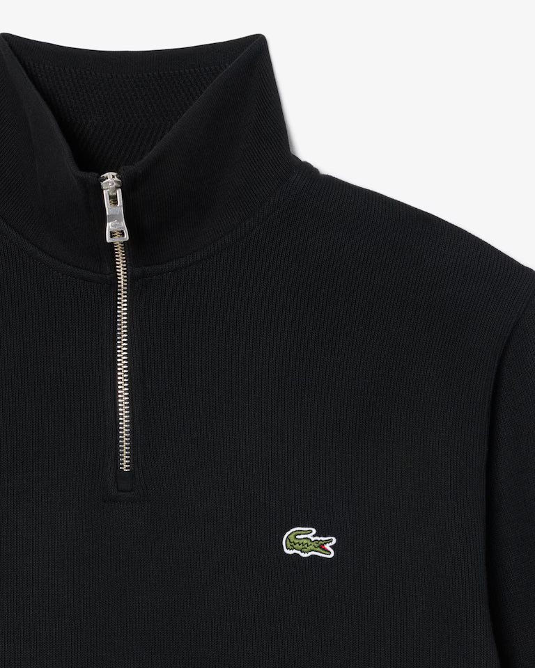 LACOSTE Zip-Up Men High Neck Interlock Sweatshirt — Black — 2