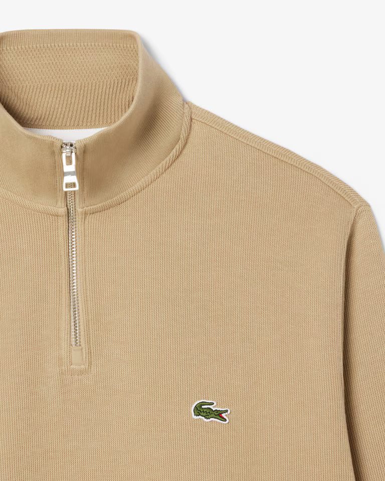 LACOSTE Zip-Up Men High Neck Interlock Sweatshirt — Beige — 2