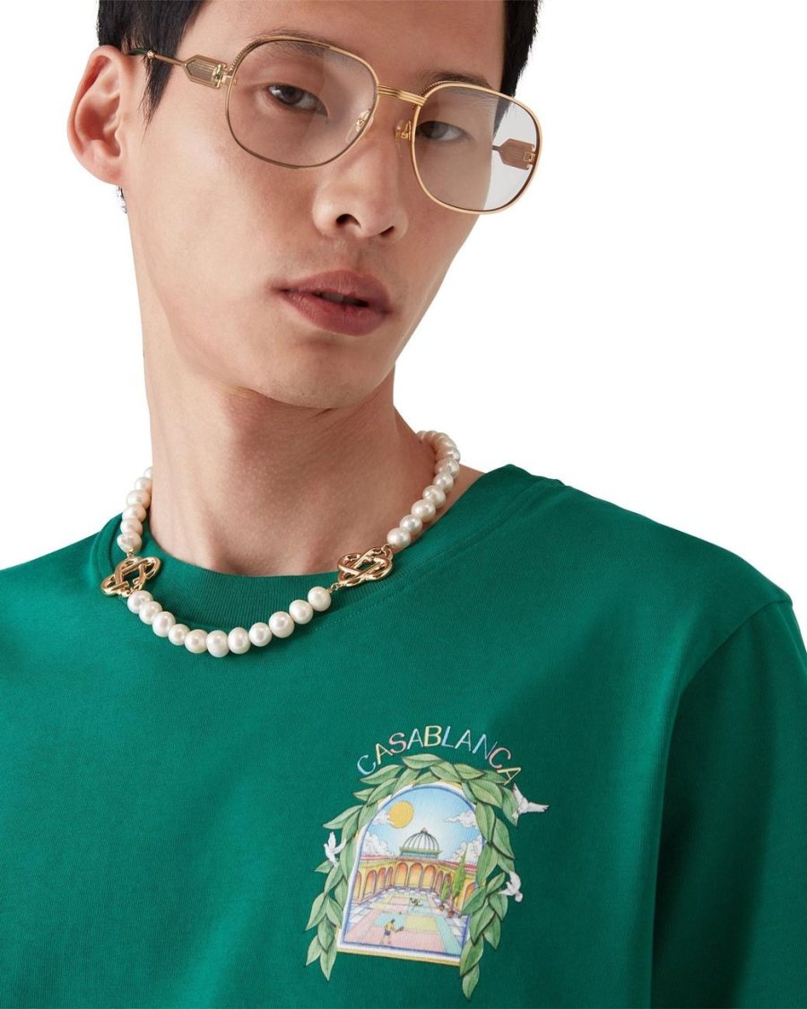 Casablanca L'Arche De Tennis T-Shirt — Green — 5