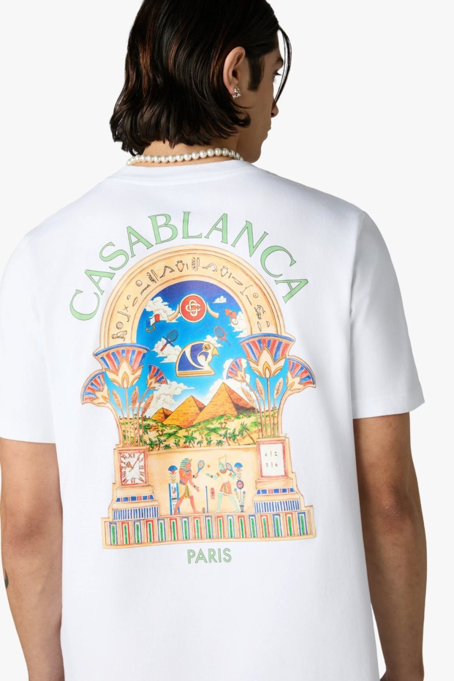 Casablanca Vue De L'arche Organic Cotton T-Shirt — White — 4