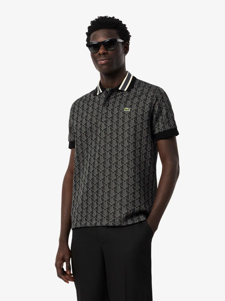 Lacoste Classic Fit Monogram Jacquard Polo Shirt — 3
