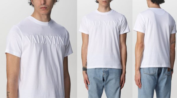 Valentino Logo T-Shirt, White — XV3MG08Y843