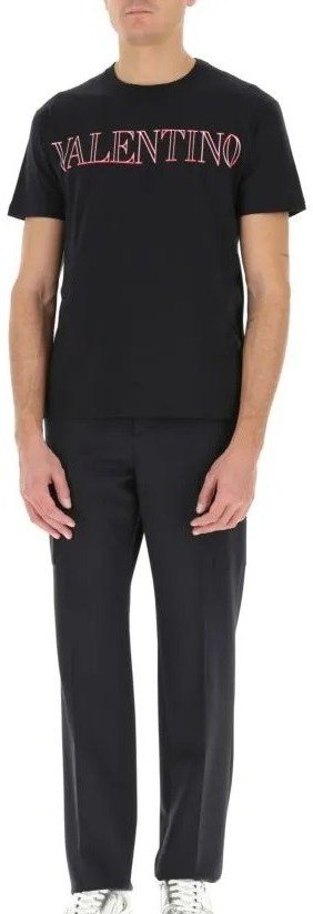 Valentino Logo T-Shirt, Black — XV3MG11H85M — 2