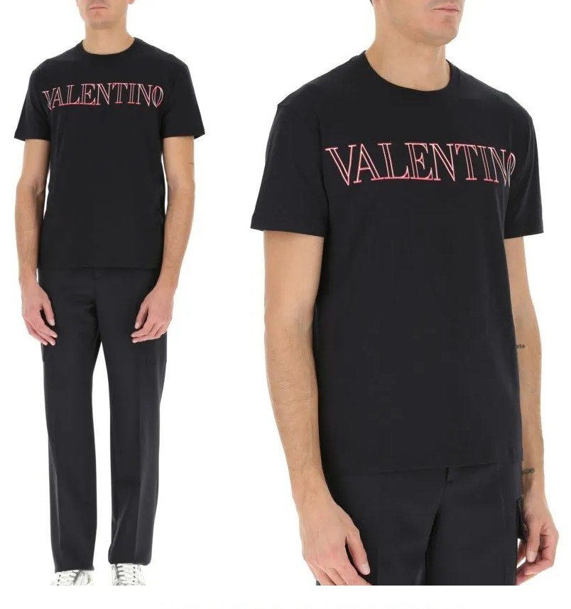 Valentino Logo T-Shirt, Black — XV3MG11H85M — 4