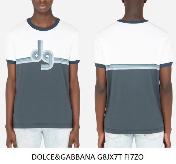 Dolce & Gabbana Colorblock T-Shirt — White/Navy